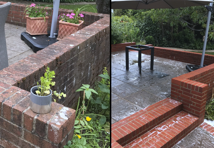 Pressure washing walls in West Sussex